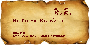 Wilfinger Richárd névjegykártya