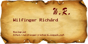 Wilfinger Richárd névjegykártya